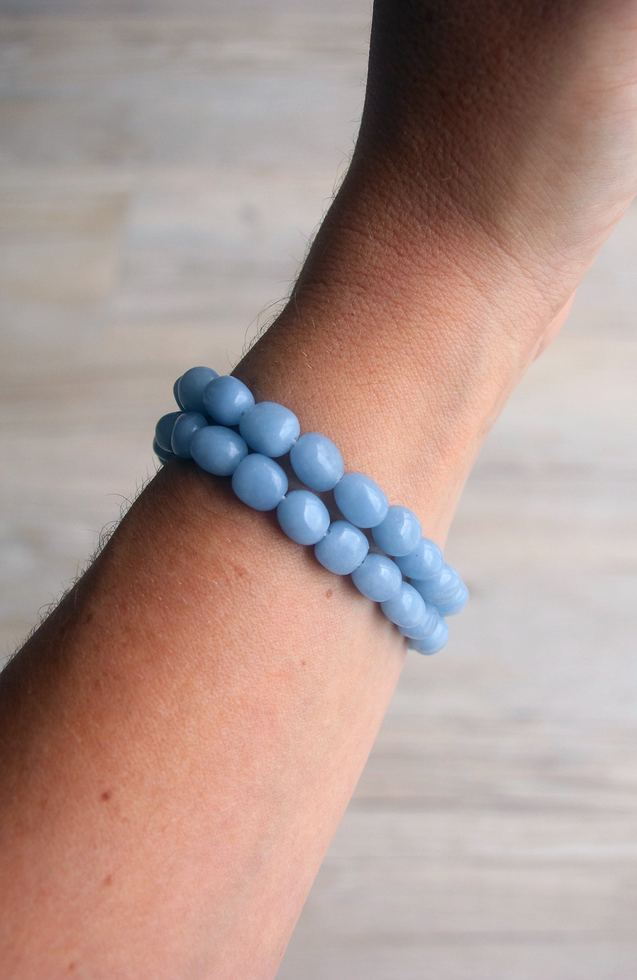 Angelite Nugget Bead Bracelet 055